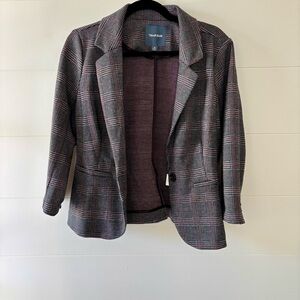 Modcloth Women's Timeless Tailoring Plaid Ponte Blazer Gray Plaid